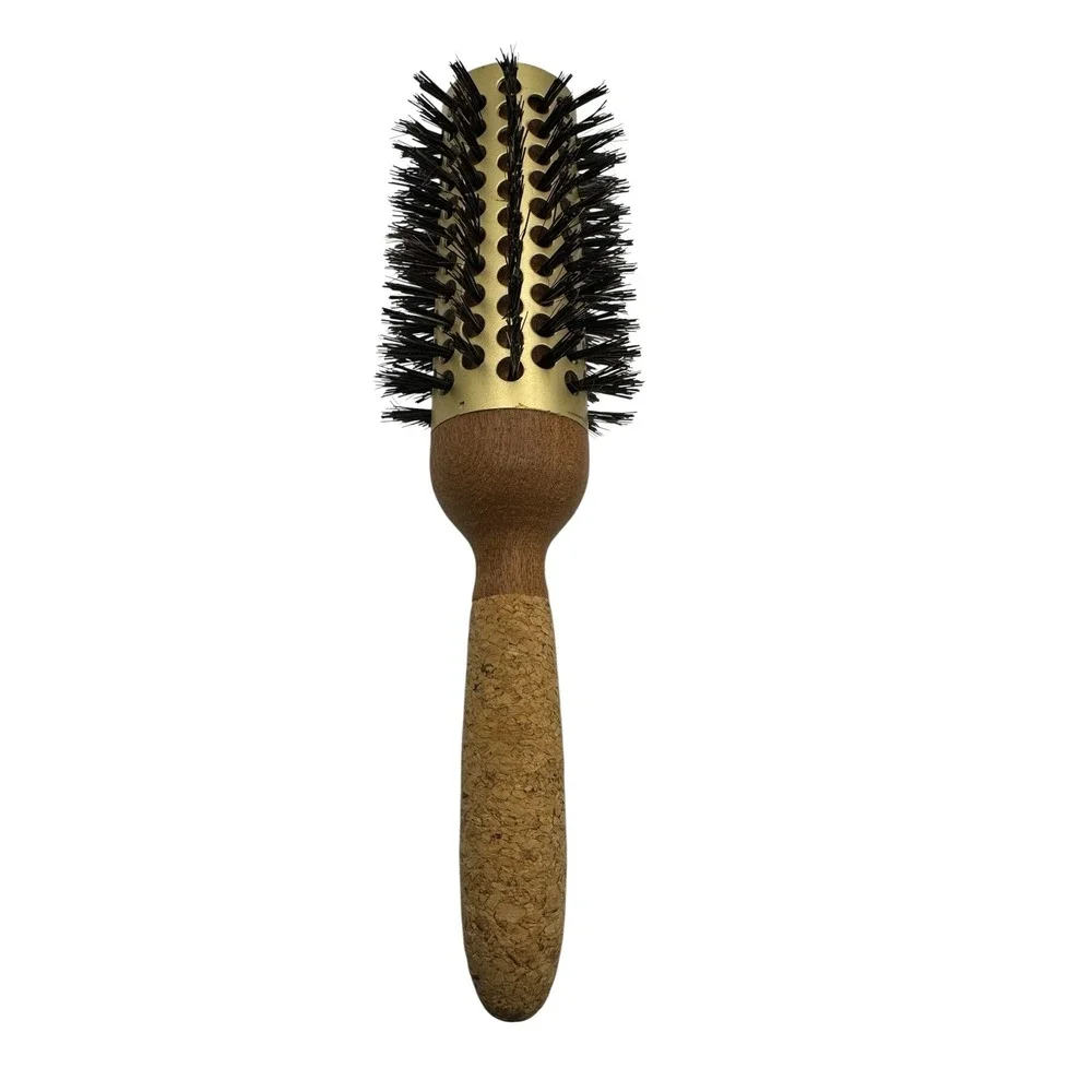 Boyd's Madison Ave Round Hair Brush Cork Handle Wood Spain Boar Bristle Gold